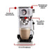 Ariete Coffee maker with pressure gauge, compatible with coffee powder and ESE pods, 1300 W, 1.1 L capacity, 15 bar pressure, ½ cup filter, cappuccino device