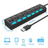 Multi Port USB Splitter, 7 Port USB 2.0 Hub, USB A Port Data Hub with Independent On/Off Switch and LED Indicators, Lights for Laptop, PC, Computer, Mobile HDD, Flash Drive and More (Black 2.0) - Safqqa Egypt
