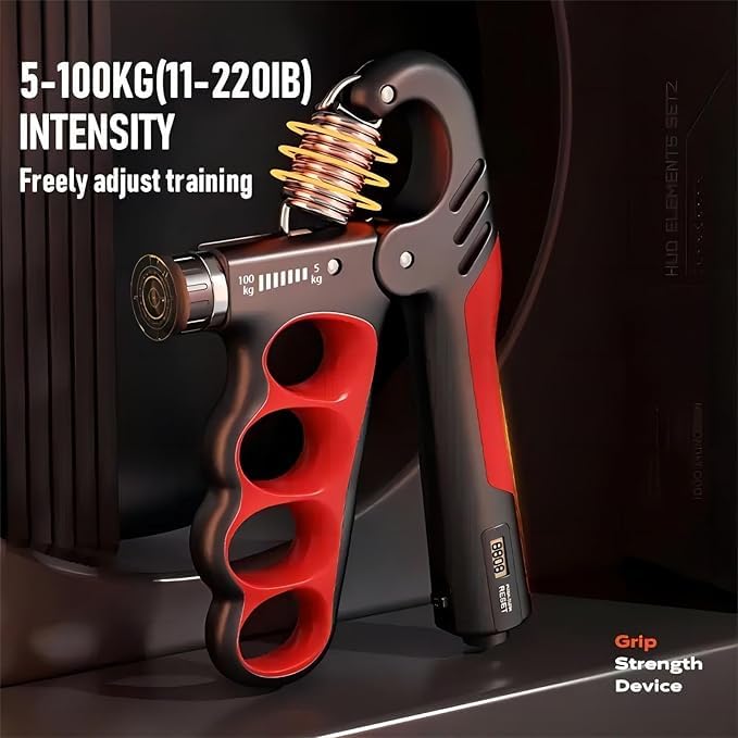 Hand Grip Strengthener, Finger Handgrip Exerciser, Adjustable, 5-100 kg, With Counter - Safqqa Egypt