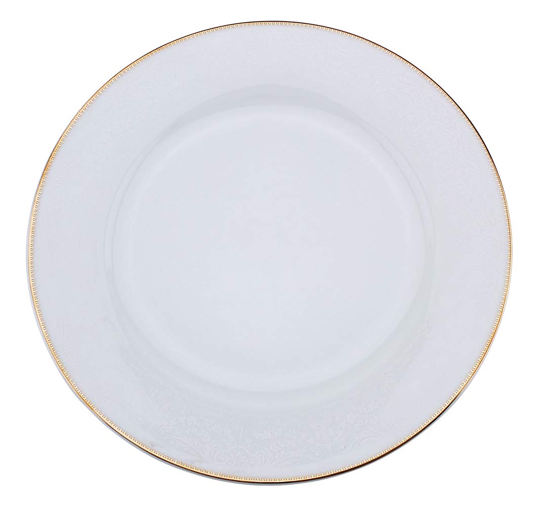 Sahara Porcelain Dinner Plate with Gold Rim – 27 cm, Shallow Design