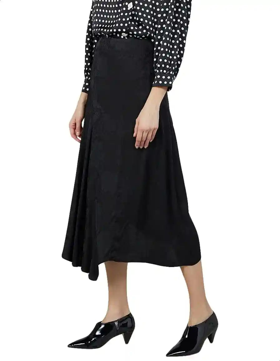 Splash Floral-Pattern Asymmetric-Hem Midi Skirt for Women