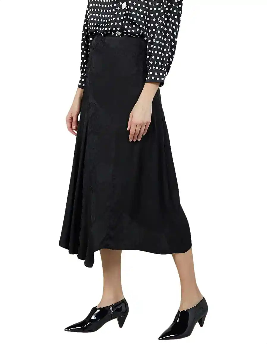 Splash Floral-Pattern Asymmetric-Hem Midi Skirt for Women