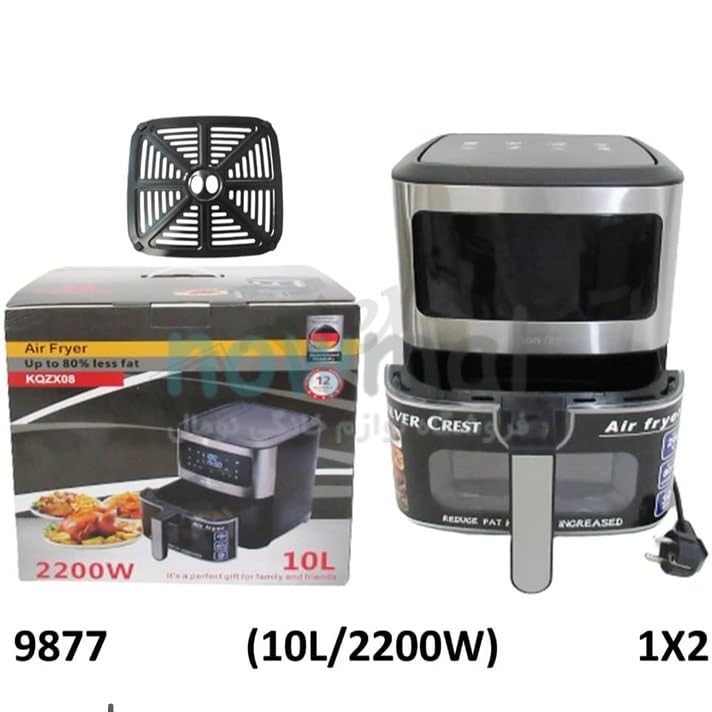 Silver 10 Liter Stainless Steel Digital Air Fryer Performance Range 2200 Watt Rapid Air Convection Heating-Have Scratches