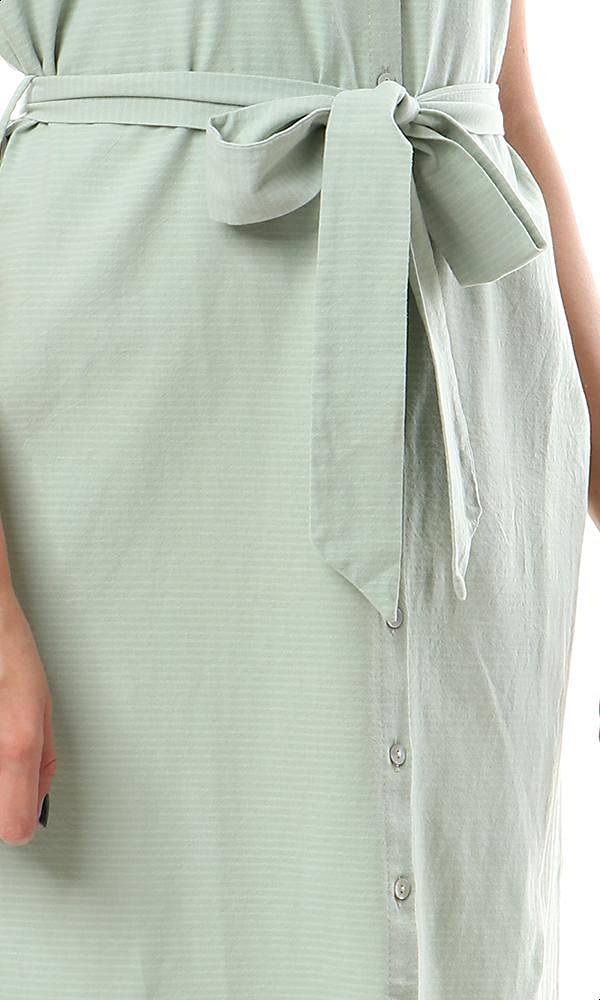 Ravin Waist-Tie Short Sleeves Striped Longline Shirt for women