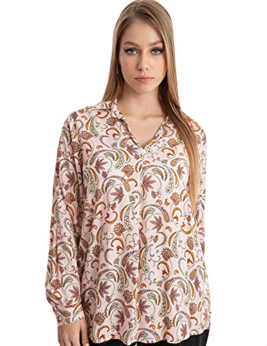 Dalydress Women's Patterned High-Low Long Sleeve Blouse