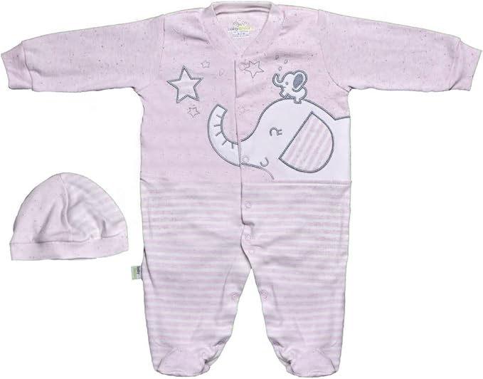 Baby Shoora baby-girls Set 2 Pieces Bodysuit and Hat Embroidered for girls Baby Set (pack of 2)