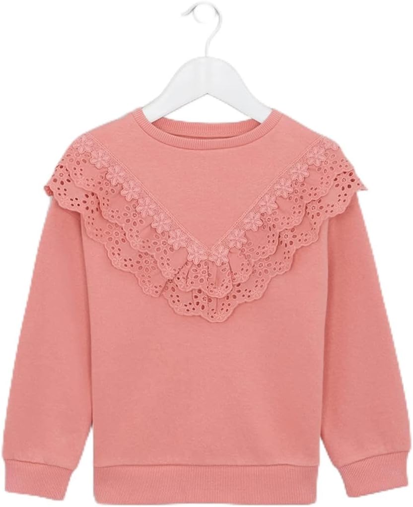 كنزة بنات ناعمة من ماتلان بكشكش على الأكتاف وأكمام طويلة