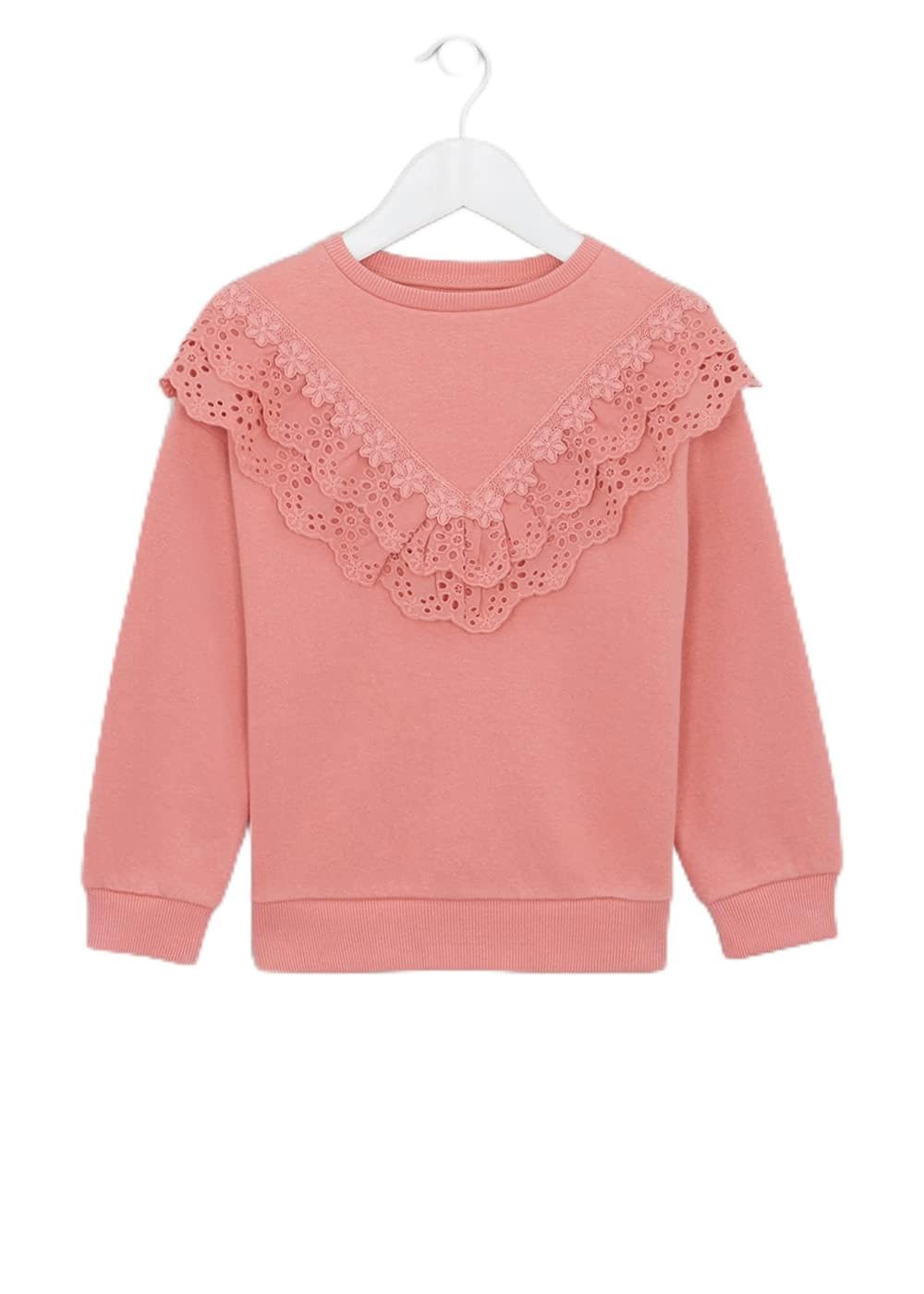 كنزة بنات ناعمة من ماتلان بكشكش على الأكتاف وأكمام طويلة