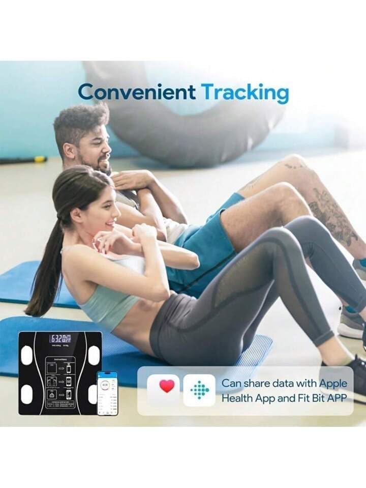 Digital Personal Scale, Smart Body Weight Scale with Bluetooth and App, USB Rechargeable Body Composition Monitor (Black) Provides fast and even heating for optimal performance.