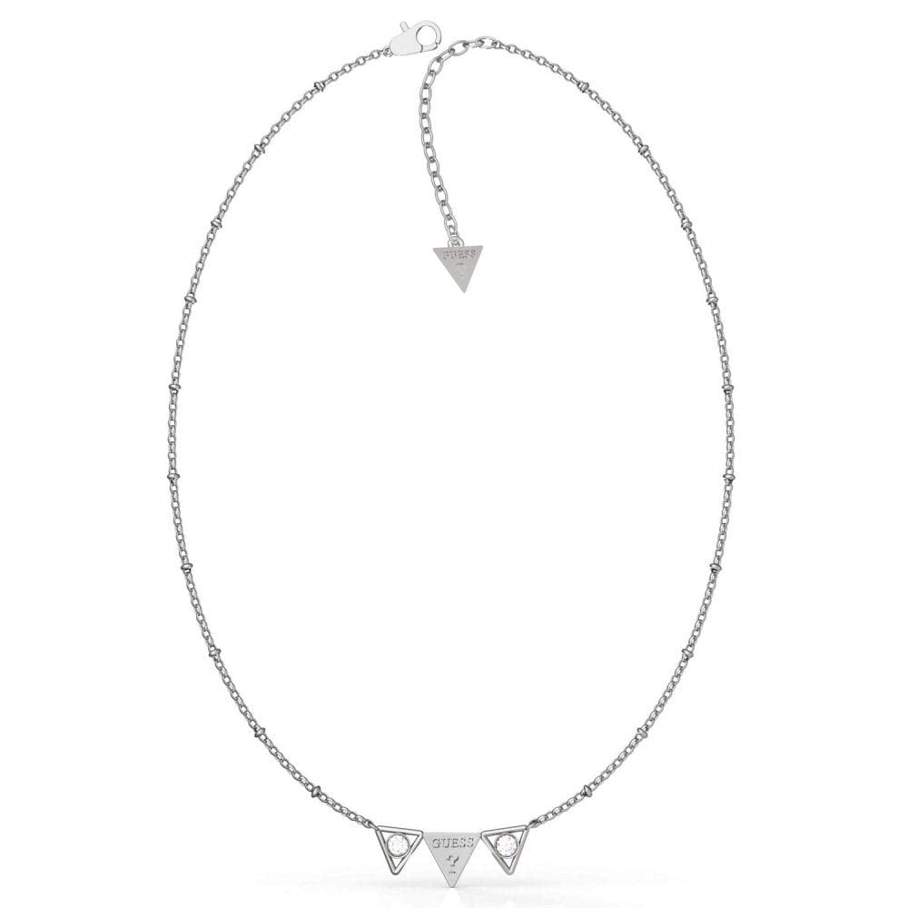 Guess UBN79006 Stainless Steel Zircon Embellished Turned Triangle Station Necklace - Silver