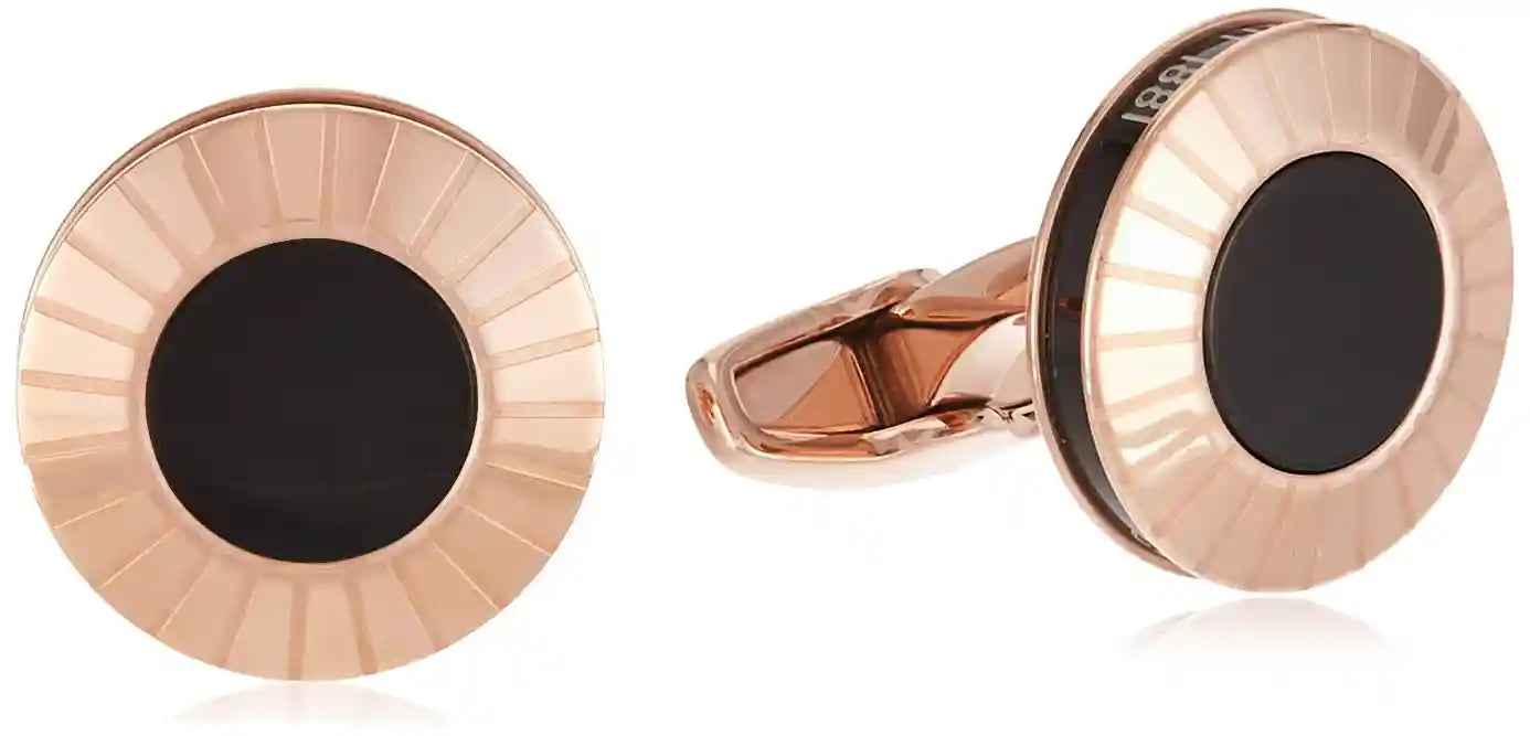 Cerruti 1881 Rose Gold And Black Stainless Steel Cufflinks For Men