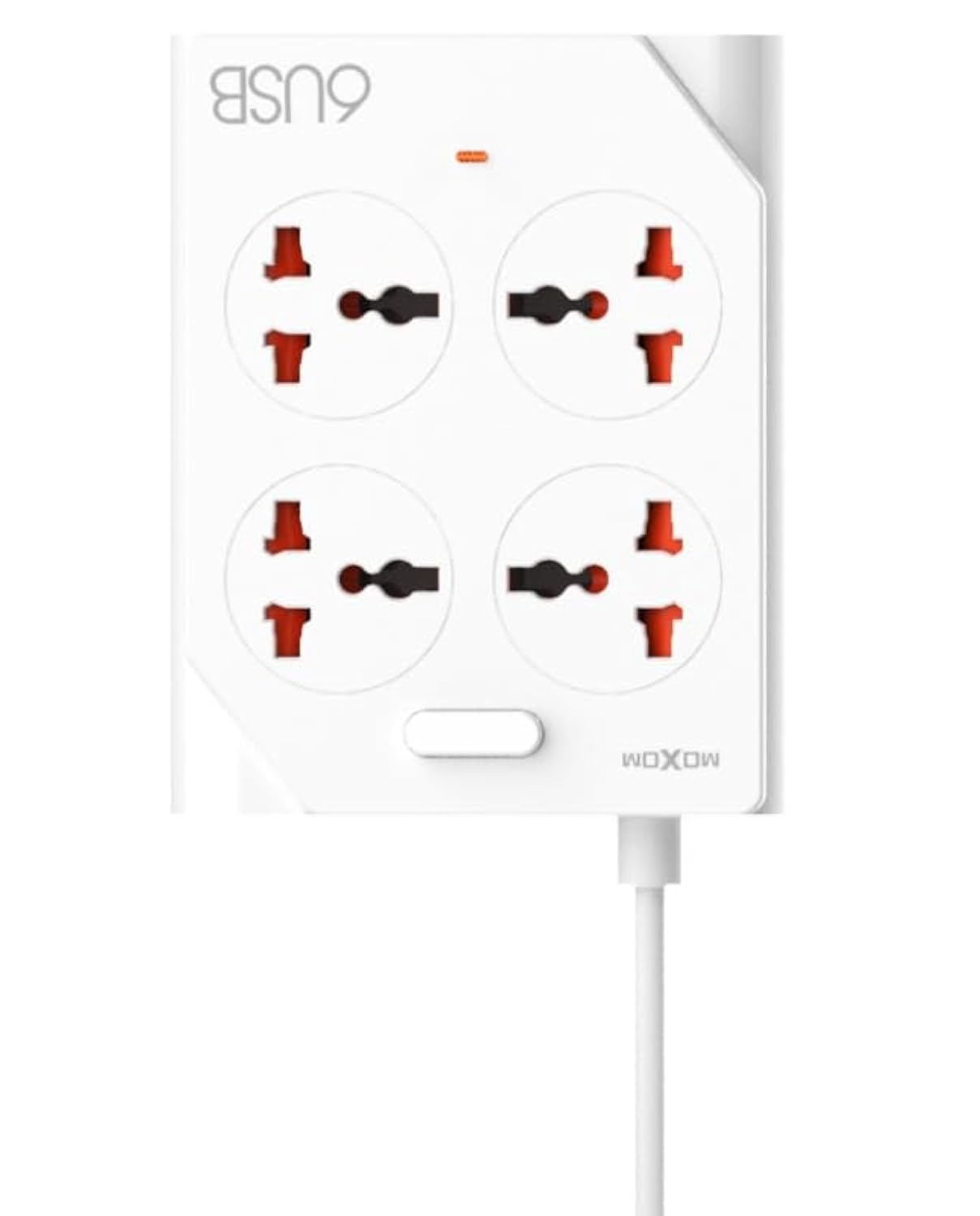 Moxom شريط طاقة 10 في 1 – 4 مقابس + 6 منافذ USB مع زر تحكم رئيسي