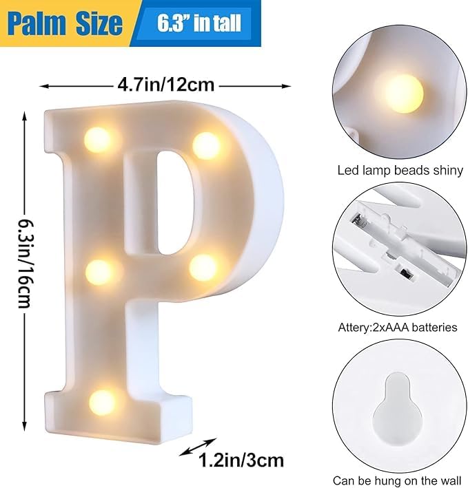 مضيئة باضاءة دافئة للديكور والحفلات p لمبة حرف 