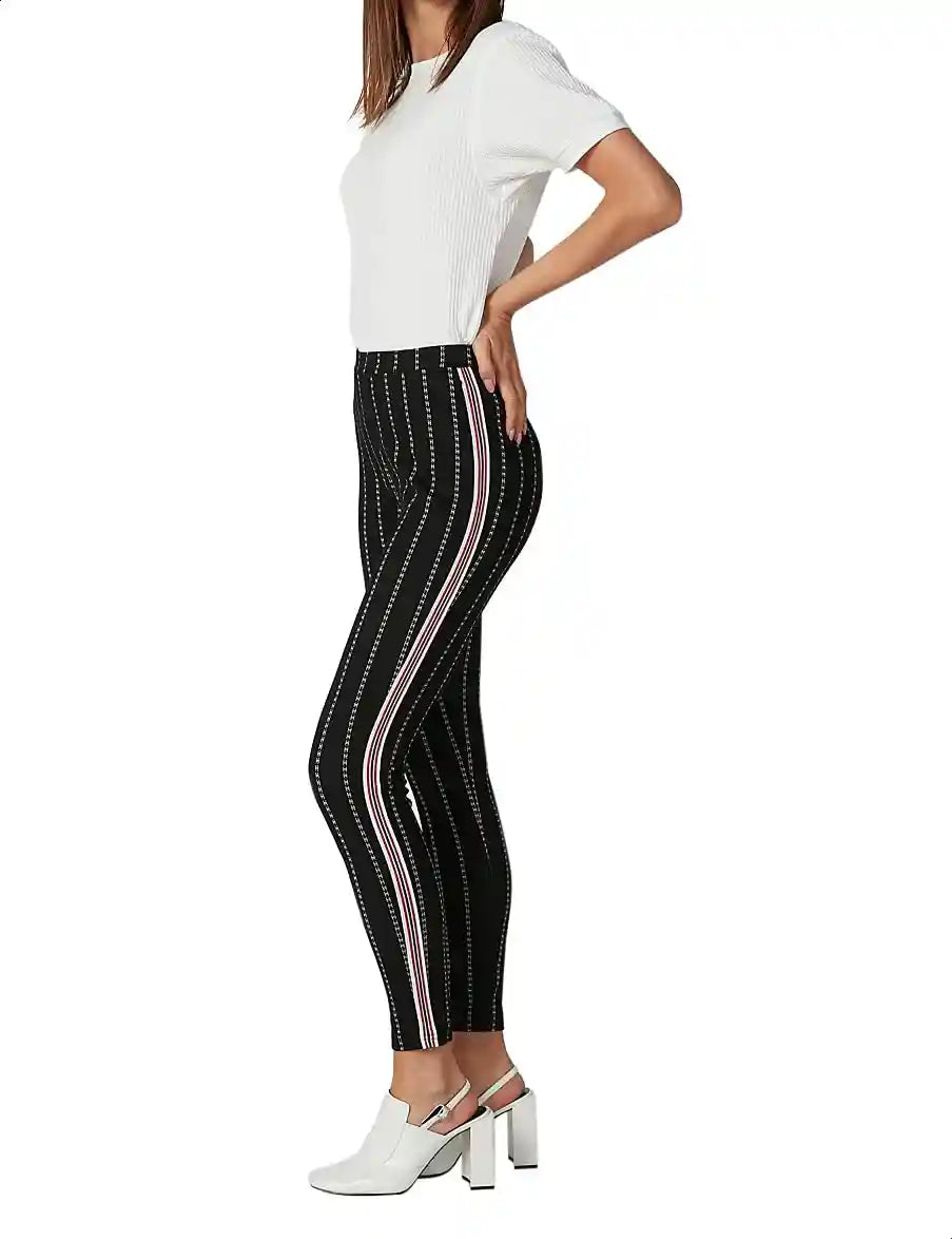 Splash Elastic Waist Contrast Side Stripe Slim-Fit Leggings for Women XS - Safqqa Egypt