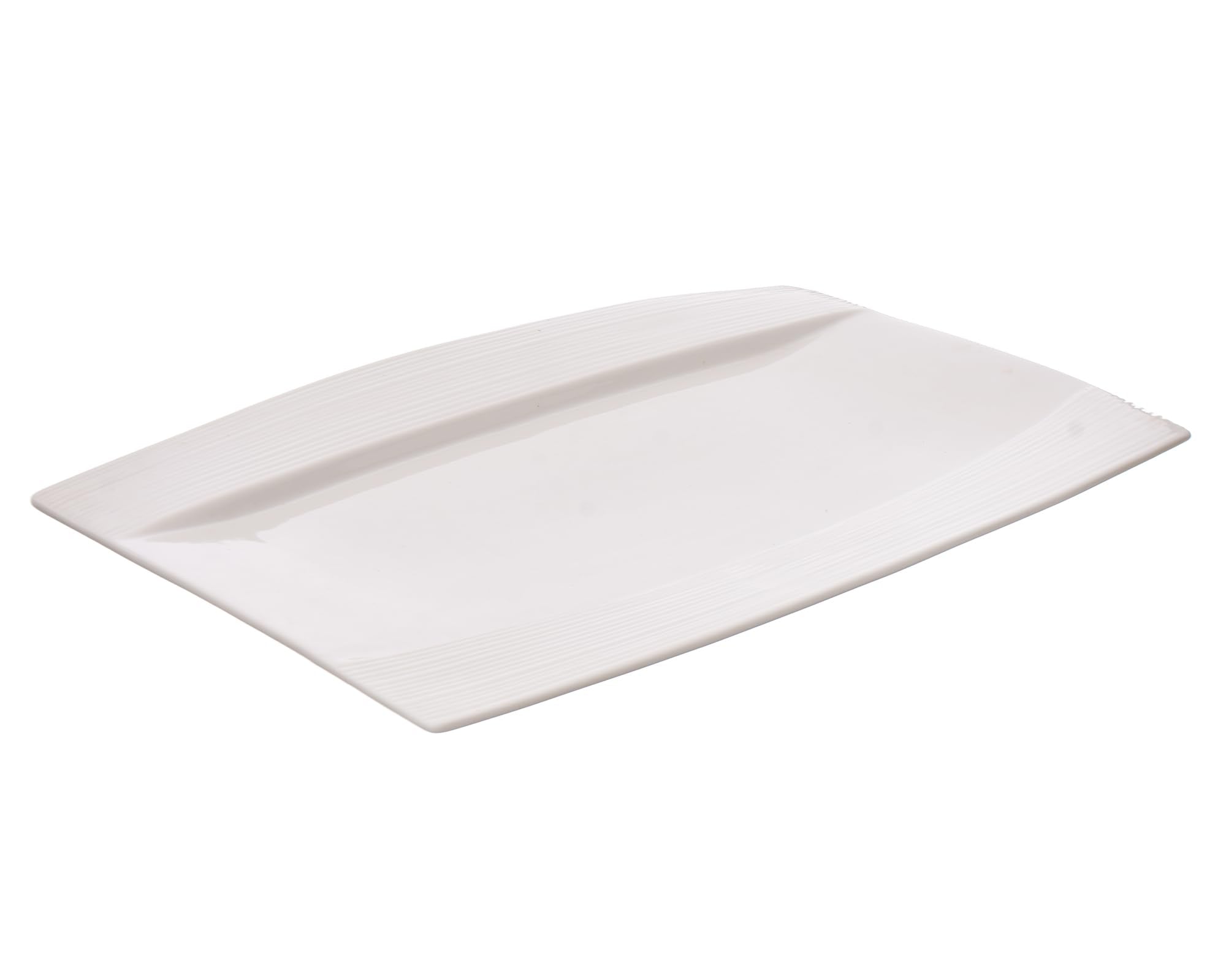طبق تقديم مستطيل من البورسلين من Rosa بحجم 46 سم يتميز بتصميم أنيق ومثالي لتقديم الأطباق الرئيسية أو المقبلات أو الحلويات بطريقة راقية سطح ناعم سهل التنظيف