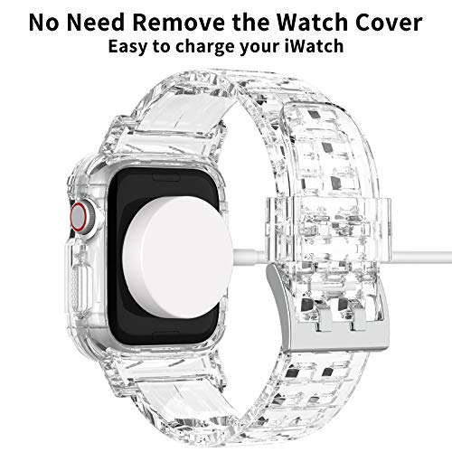 ACOCOBUY Compatible with Apple Watch Band 45mm 44mm 42mm, Replacement Bands for Smartwatch Apple Watch Band for iWatch Series SE/8/7/6/5/4/3/2/1- Clear