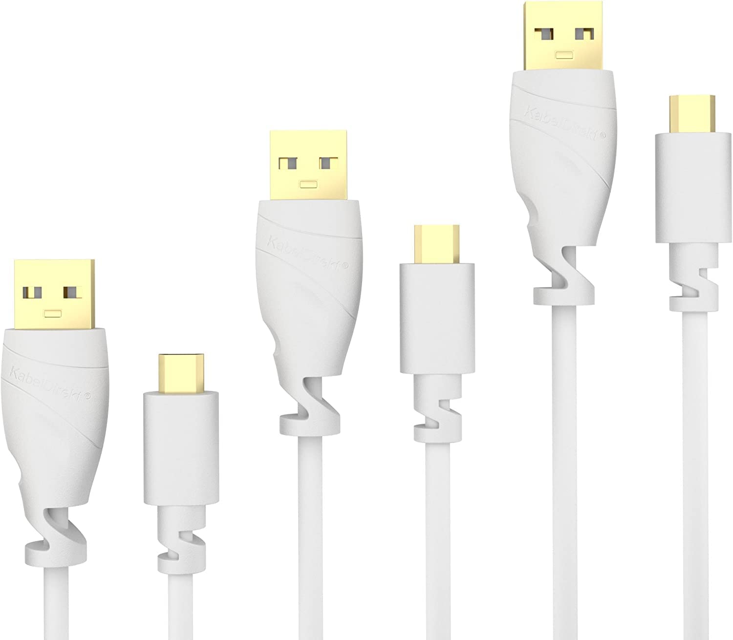 KabelDirekt 852 1.5m 5 x Micro USB Cable (USB 2.0, Synch & Charge Cable) TOP Series white
