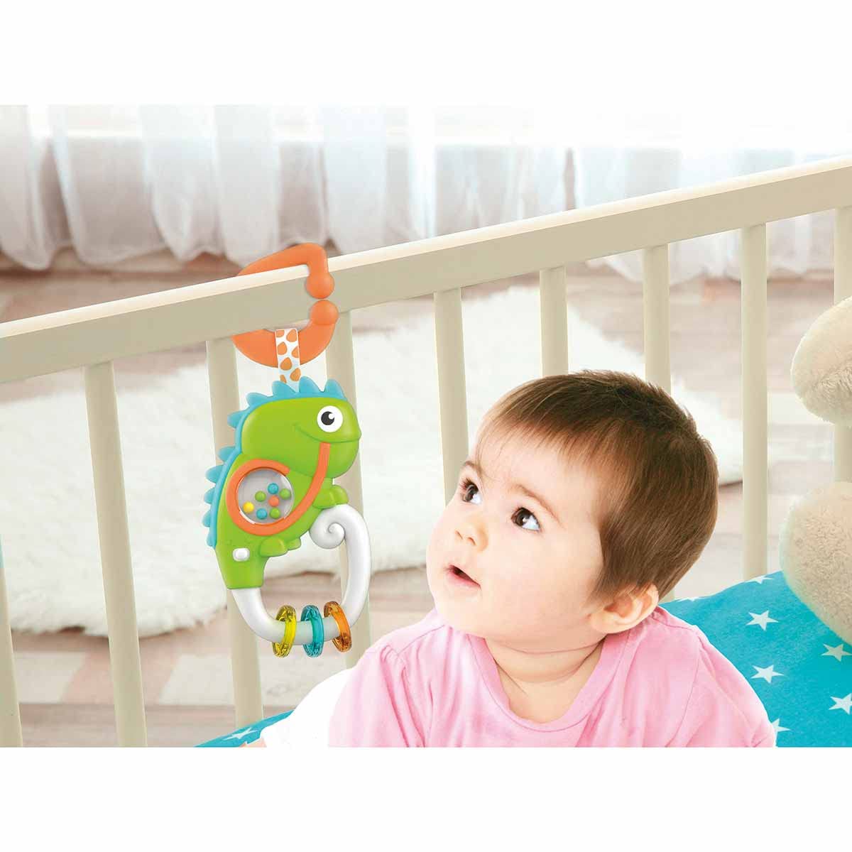 Clementoni Ba - 17332 - interactive chameleon rattle - early childhood game with melodies and sound boy toys, girl toys, birthday gift, Christmas gift, growth, fun, for kids.