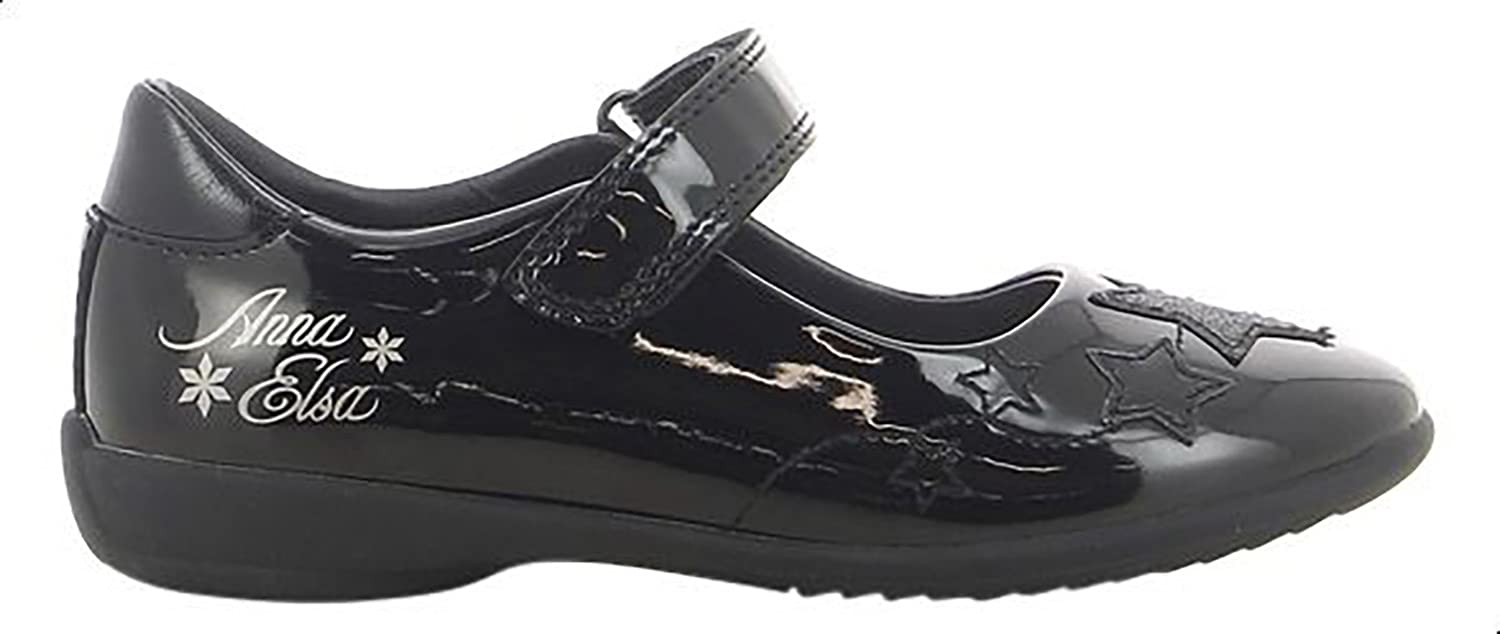 Leomil Girls' Patent Leather Mary Jane School Shoes with Anna and Elsa Print