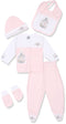 JB Two-Tone Embroidered Bird-Cage Buttoned Top Clothing Set for Girls - 5 Pieces