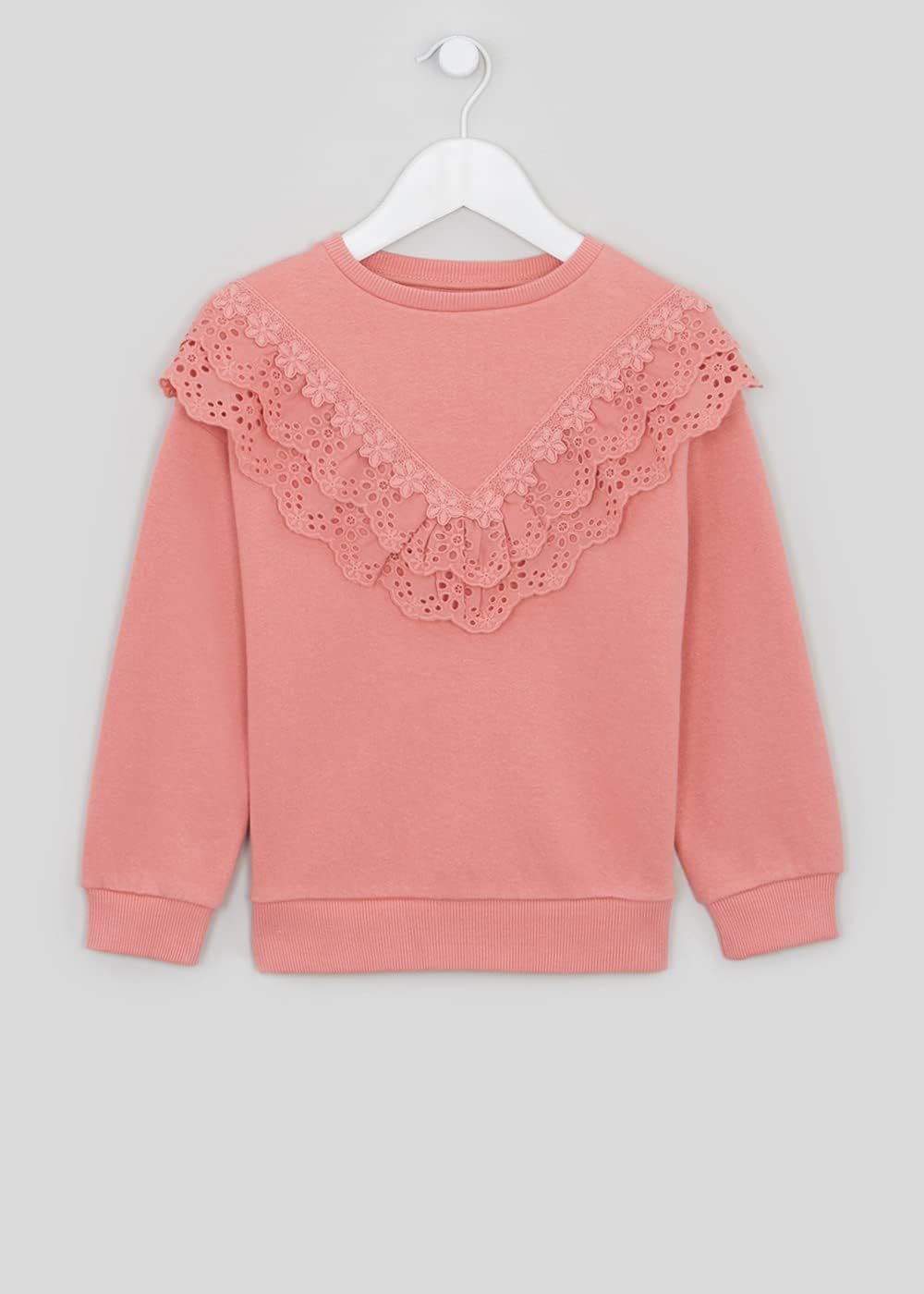 Matalan girls MATALAN basic long sleeve with ruffles soft and comfy for girls kids, pink, 9 years Sweater