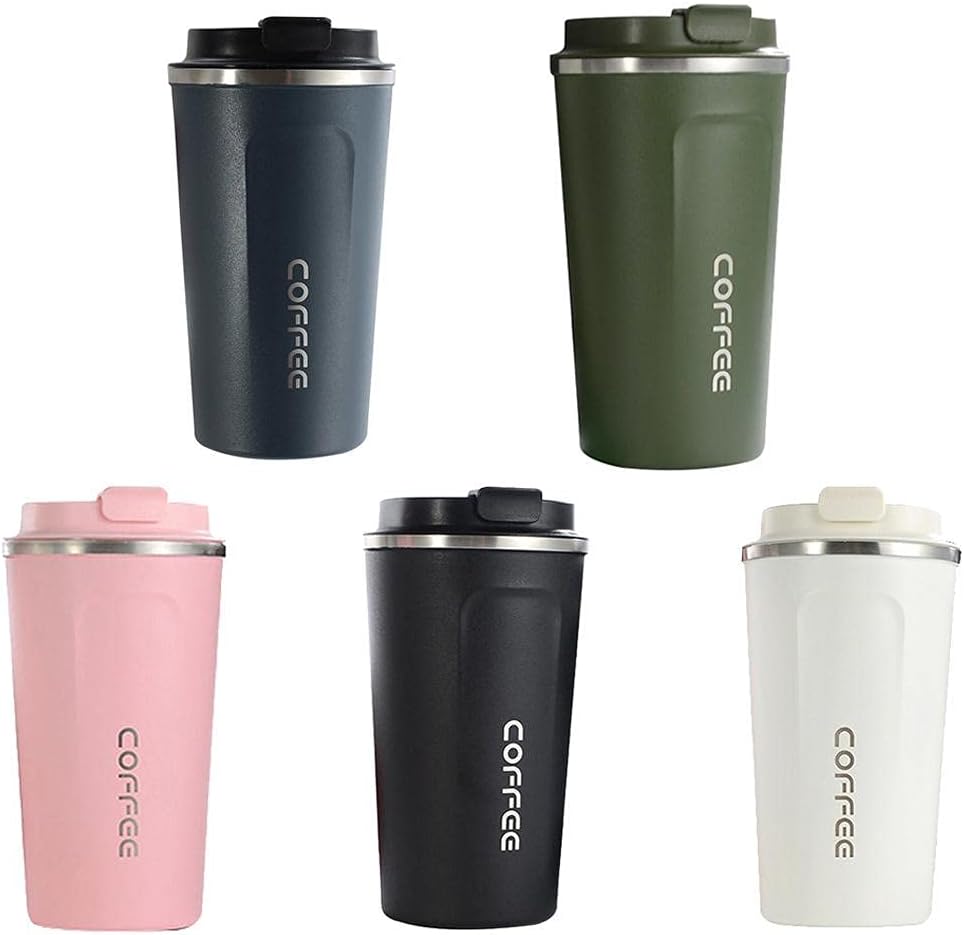 Spaceshoop 500ml Stainless Steel Thermal Coffee Mug – Double Wall Travel Thermos (Multi Color) – Safqqa Egypt