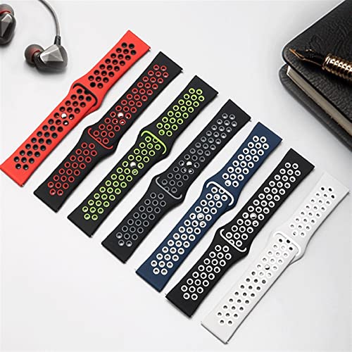 Generic HOT BODY Watch Band Silicone band For Sport Watch easy to install Bracelet soft durable color bip strap (Color : 3 blue and black, Size : 22mm)