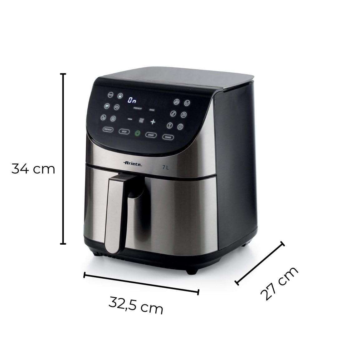 Ariete 4628 AIRY FRYER Metal Air Fryer with Large 7L basket & 12 pre-set programs, Suitable for fried fish, meat, croquettes, chips and breaded foods