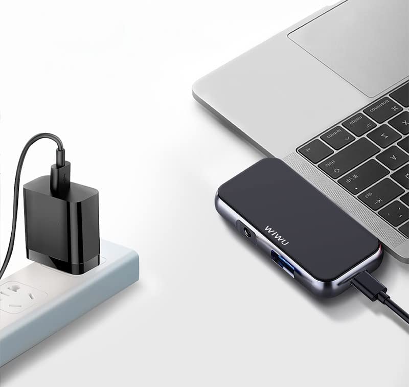 WIWU Alpha T5 Pro 4-in-1 USB-C Hub, Multi-Port Adapter, Grey