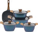 Neoklein Healthy Granite Non-Stick Square Kitchen Cookware Set 9 Pieces with Pyrex Ocean Lid Made from premium granite material for strength and durability - Safqqa