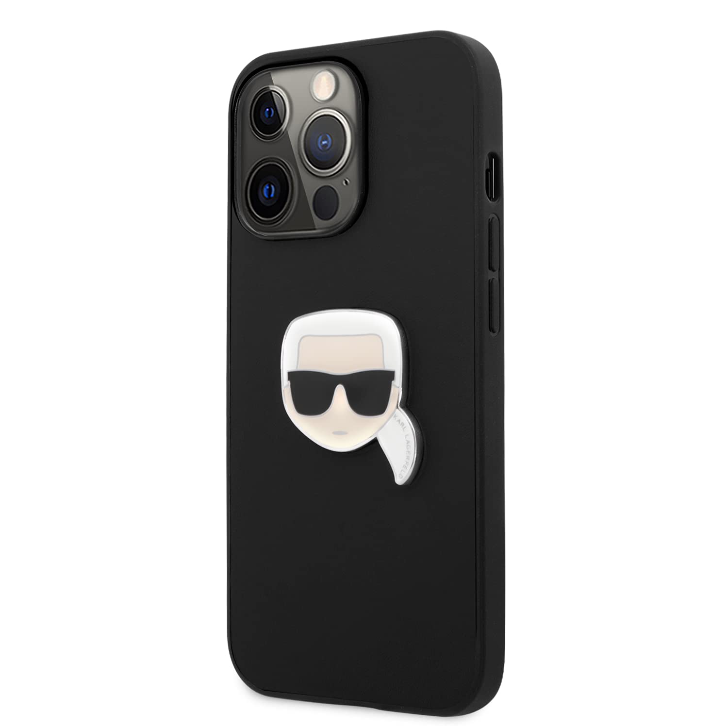 CG Mobile Karl Lagerfeld PU Leather Case with Karl Head Metal Logo, Shockproof & Durable, Anti-Scratch Bumper Protection, for iPhone 13 Pro Max – Black