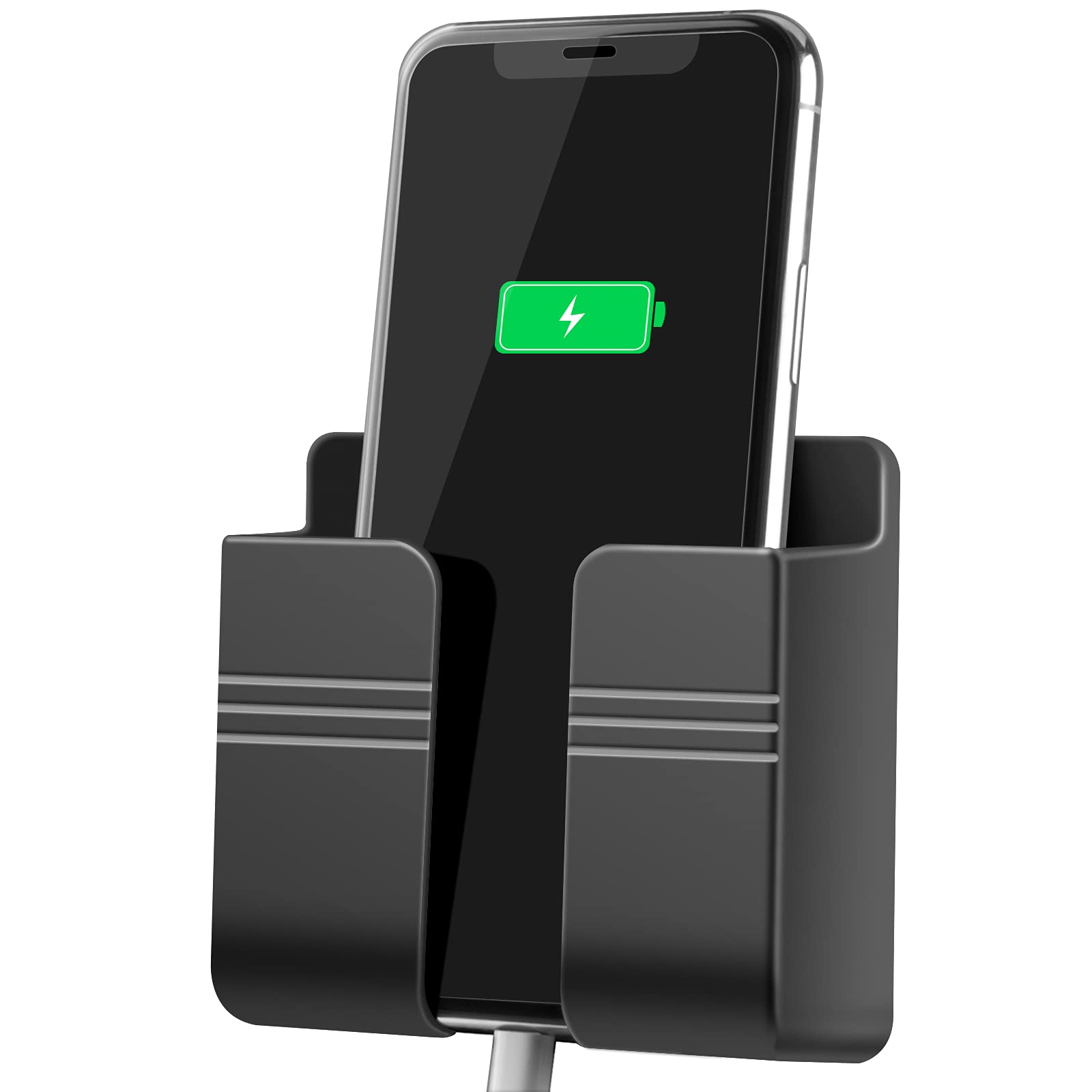 CEI&BPY Wall-Mounted Phone Holder, Bed & Bathroom Mount, Remote Control Organizer with Hooks, 1 Piece