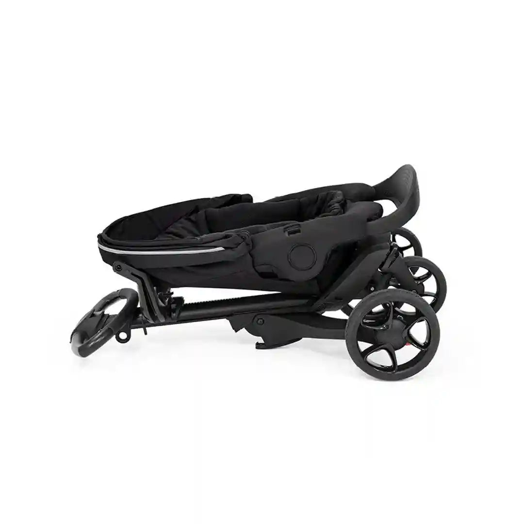 Stokke Luxury Baby Stroller - Adjustable for Both Baby & Parents’ Comfort - Padding, Harness & Reflective Zipper for Added Safety - Folds in One Step - Black