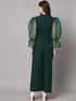 Styleville.in Women’s Wide Leg Jumpsuit Organza Sleeve Green