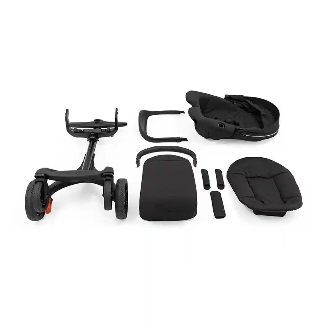 Stokke Luxury Baby Stroller - Adjustable for Both Baby & Parents’ Comfort - Padding, Harness & Reflective Zipper for Added Safety - Folds in One Step - Black