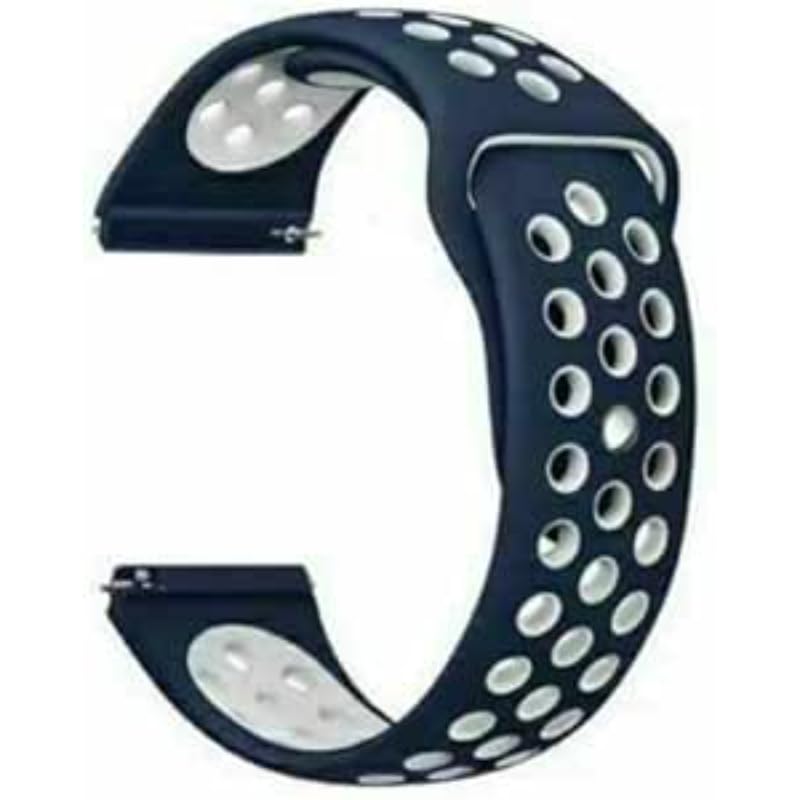 Generic Silicone Sports Watch Band 20mm for Samsung Galaxy 4 2021 Blue and White - Safqqa Egypt