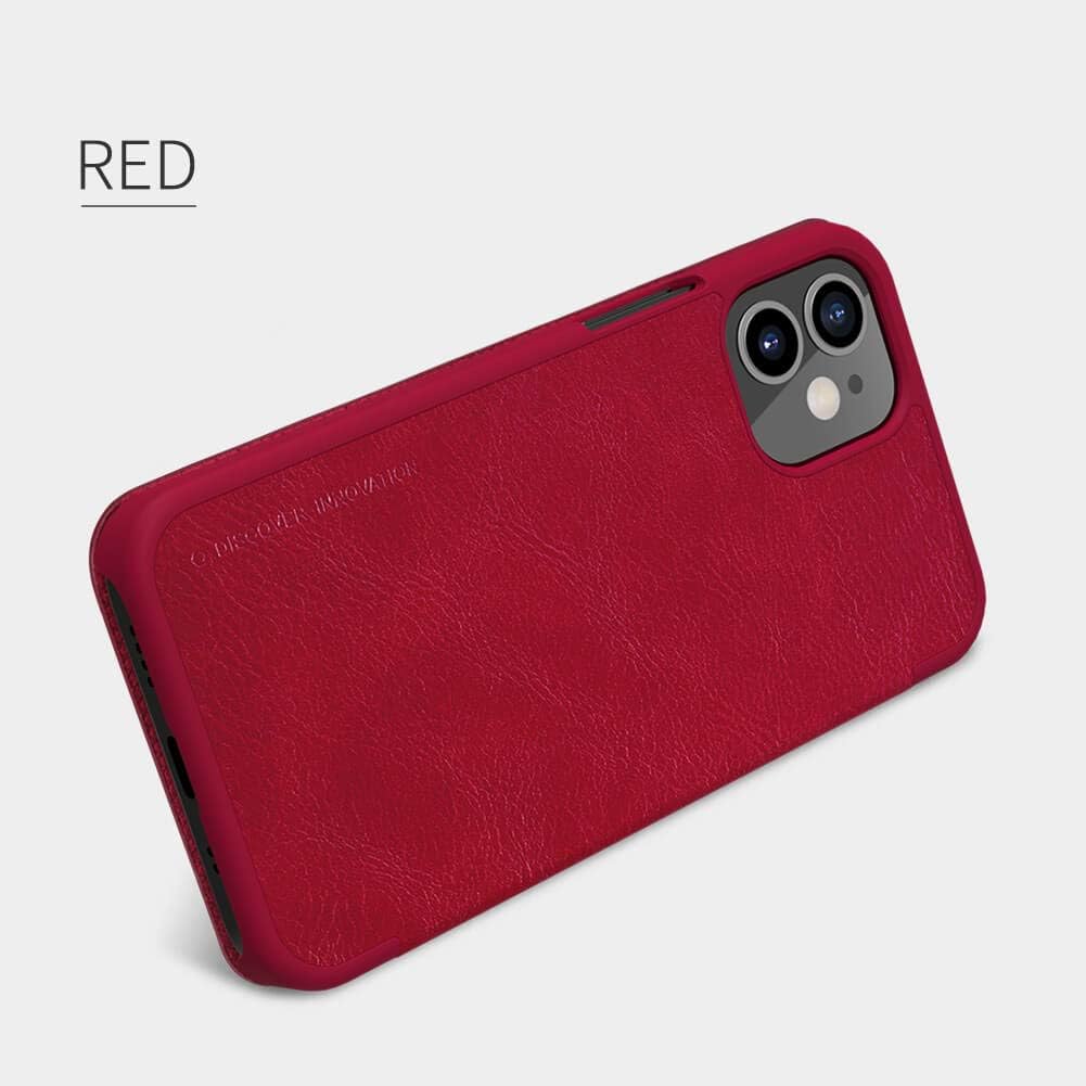 NILLKIN QIN LEATHER FLIP COVER WITH CARD SLOT FOR IPHONE 12 MINI - RED