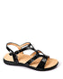 Dejavu Patterned Buckled Flat Sandal Blk-Snk