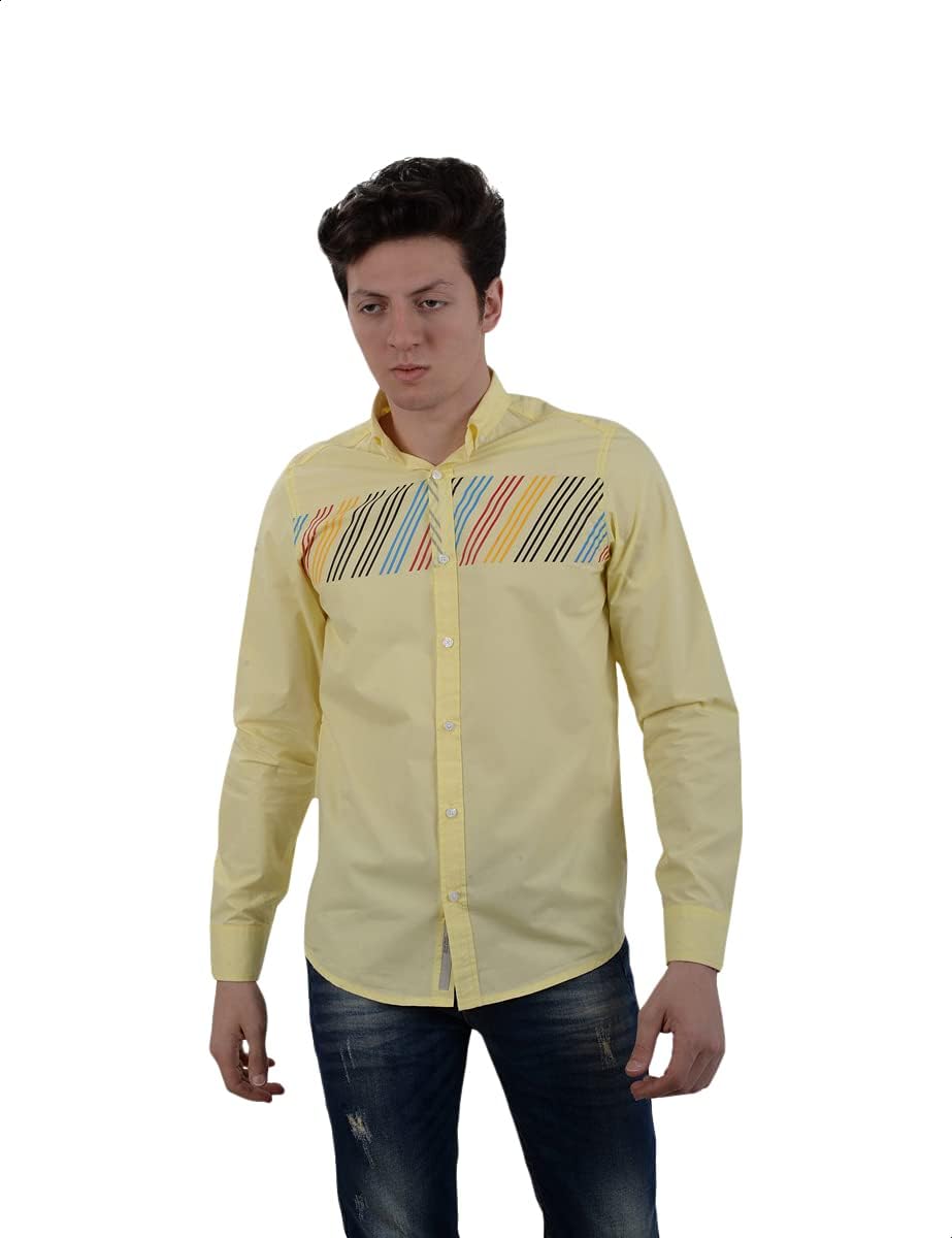 White Rabbit Men's Long Sleeve Shirt with Front Stripe Print - Size L