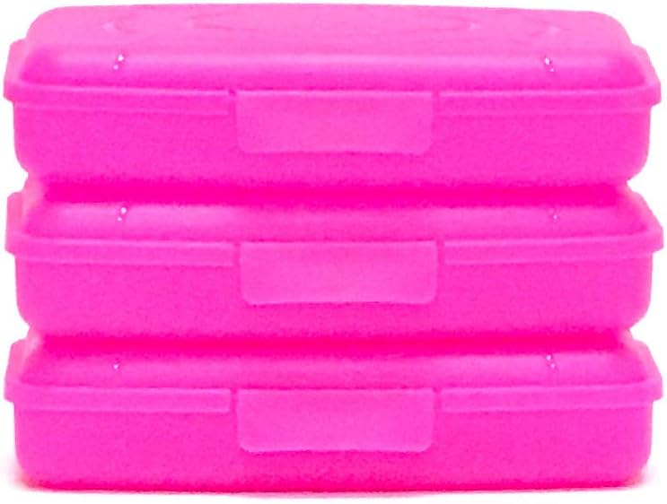 صناديق ادوات منزلية من مينترا - 450 مل بينك 3 قطع - (7.7 انش عرض × 4.0 انش عمق × 1.61 انش ارتفاع) - صندوق تخزين رائع لاقلام الرصاص واقلام التلوين والاقلام والحرف اليدوية وغيرها من الاشياء الصغيرة