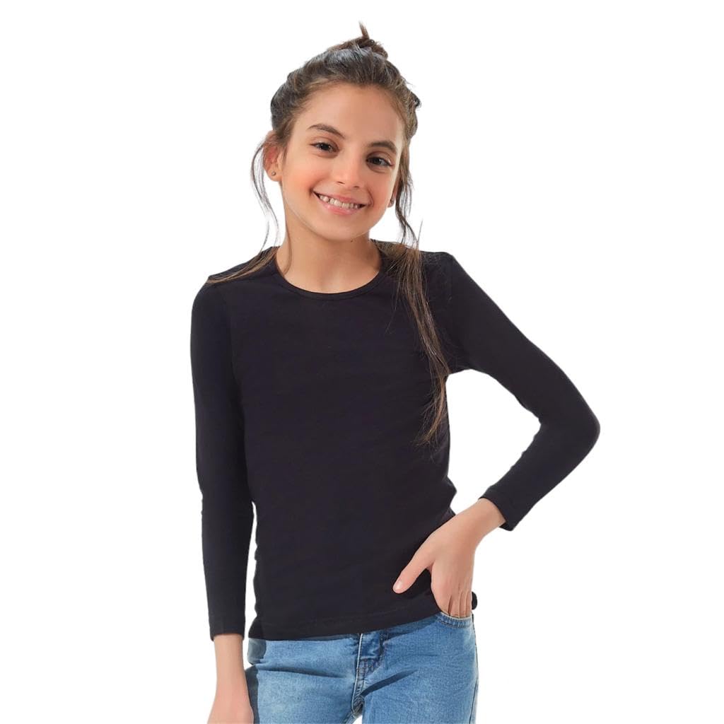 قمة فتيات ميزري - أسود بأكمام طويلة - سادة - رياضي كاجوال - بوليستر/100% - سحب - فتيات
