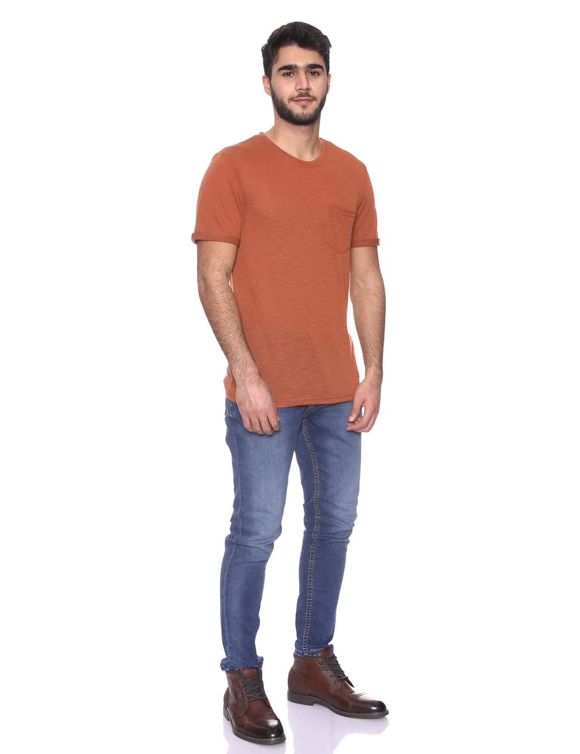DeFacto Basic Chest Pocket Round Neck Short Sleeves T-Shirt for Men