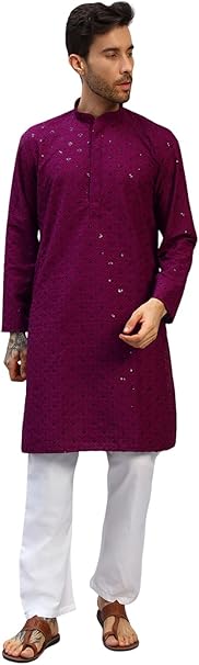 طقم بيجامة رجالي من ماركة Styleville.in بتطريز شيكانكاري قطن – Safqqa Egypt