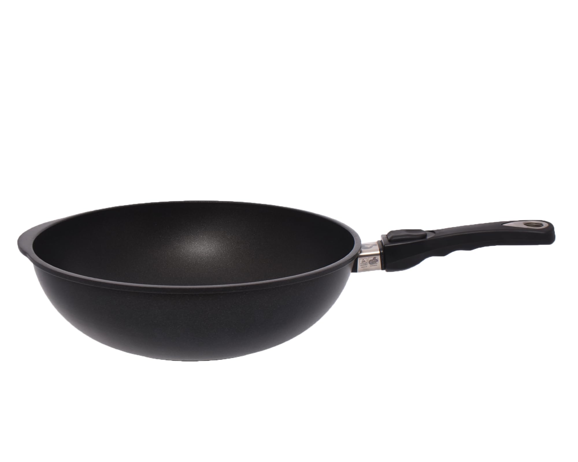 طاسة ووك من التيتانيوم بمقبض قابل للإزالة للطهي الصحي