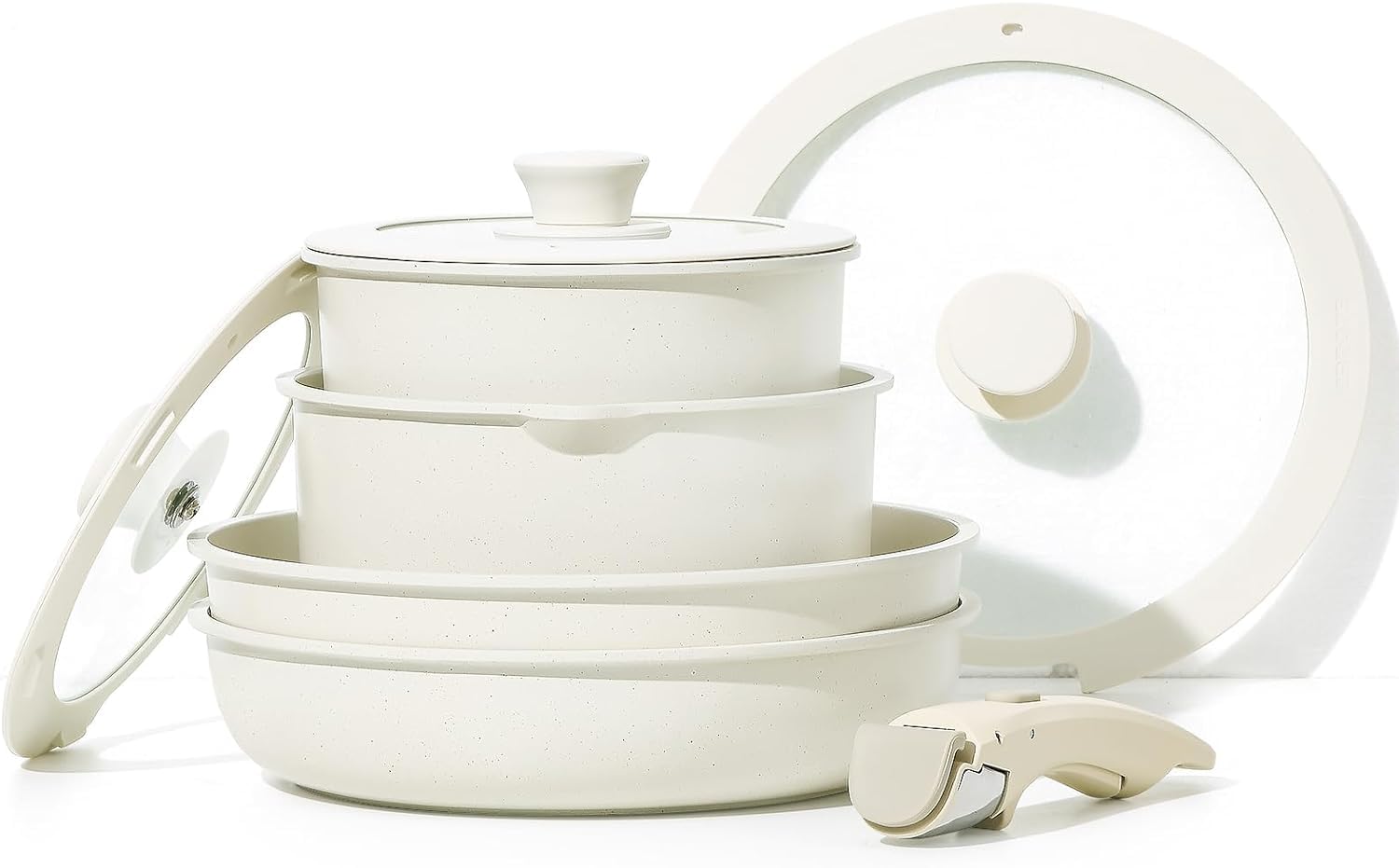 BPA® 8pcs Pots and Pans Set, Nonstick Cookware Set Detachable Handle, Induction Kitchen Cookware Sets Non Stick with Removable Handle