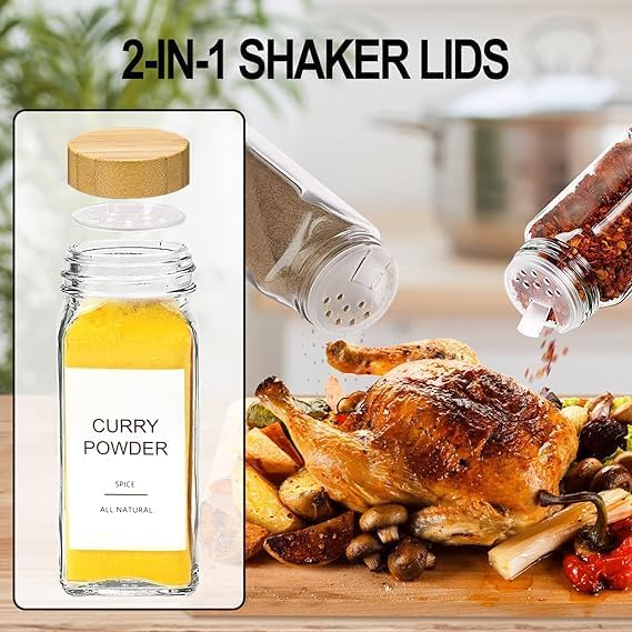 Glass Spice Jars – 24 Pieces – Airtight Containers for Kitchen Organization