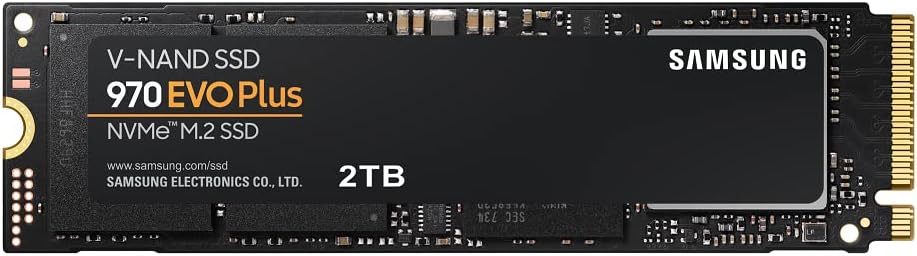 Samsung 970 EVSamsung 970 EVO Plus 2TB NVMe M.2 Internal SSD – V-NAND TechnologyO Plus SSD 2TB - M.2 NVMe Interface Internal Solid State Drive with V-NAND Technology (MZ-V7S2T0B/AM)
