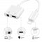 Keendex KX 2473 Lightning 2 in 1 3.5mm Earphone Audio & Charger Splitter Compatible for iPhone/iPad/iPod - White