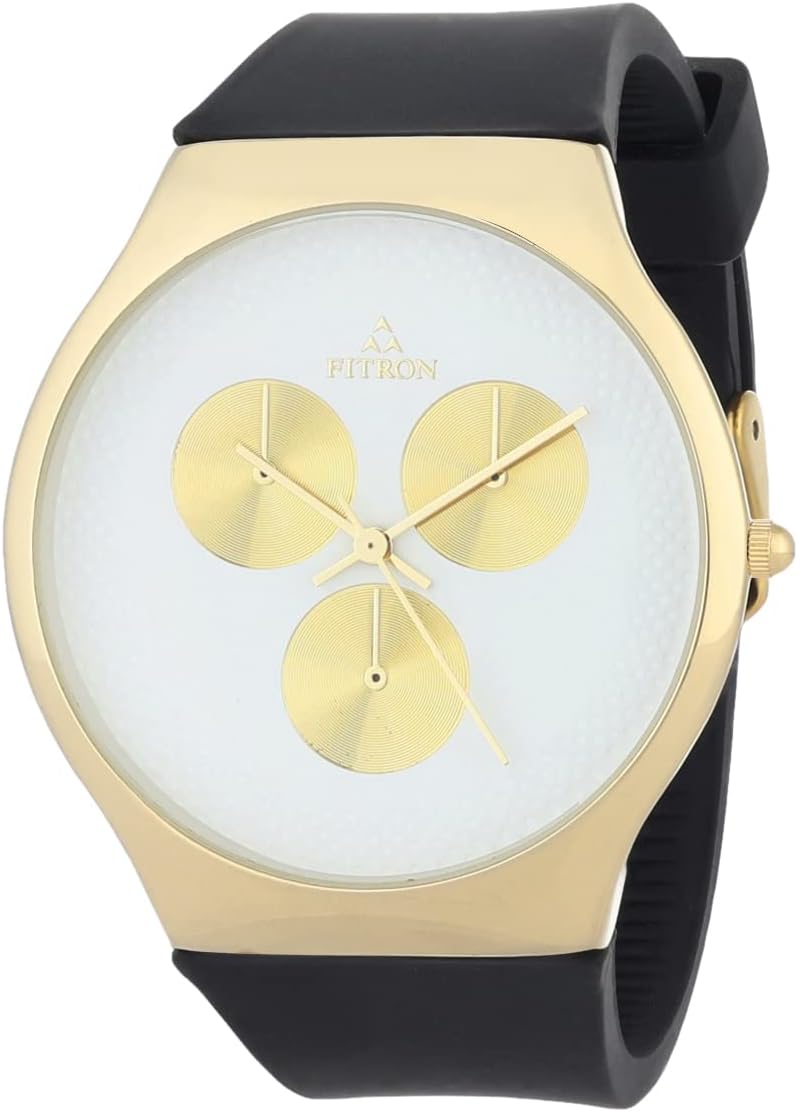 Watch for Men, Quartz Movement, Analog Display, Black Rubber Strap-FT191