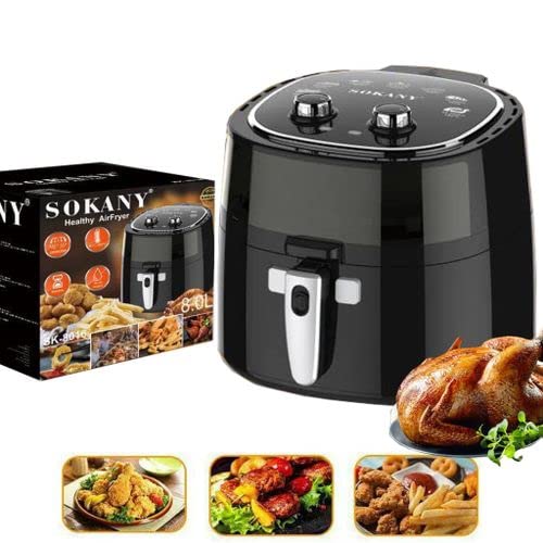 Sokany air fryer without oil, 1800 watt, 8.0 liters, black - sk-8016-220v supply voltage and 50hz- Damage Box And Have Scratches